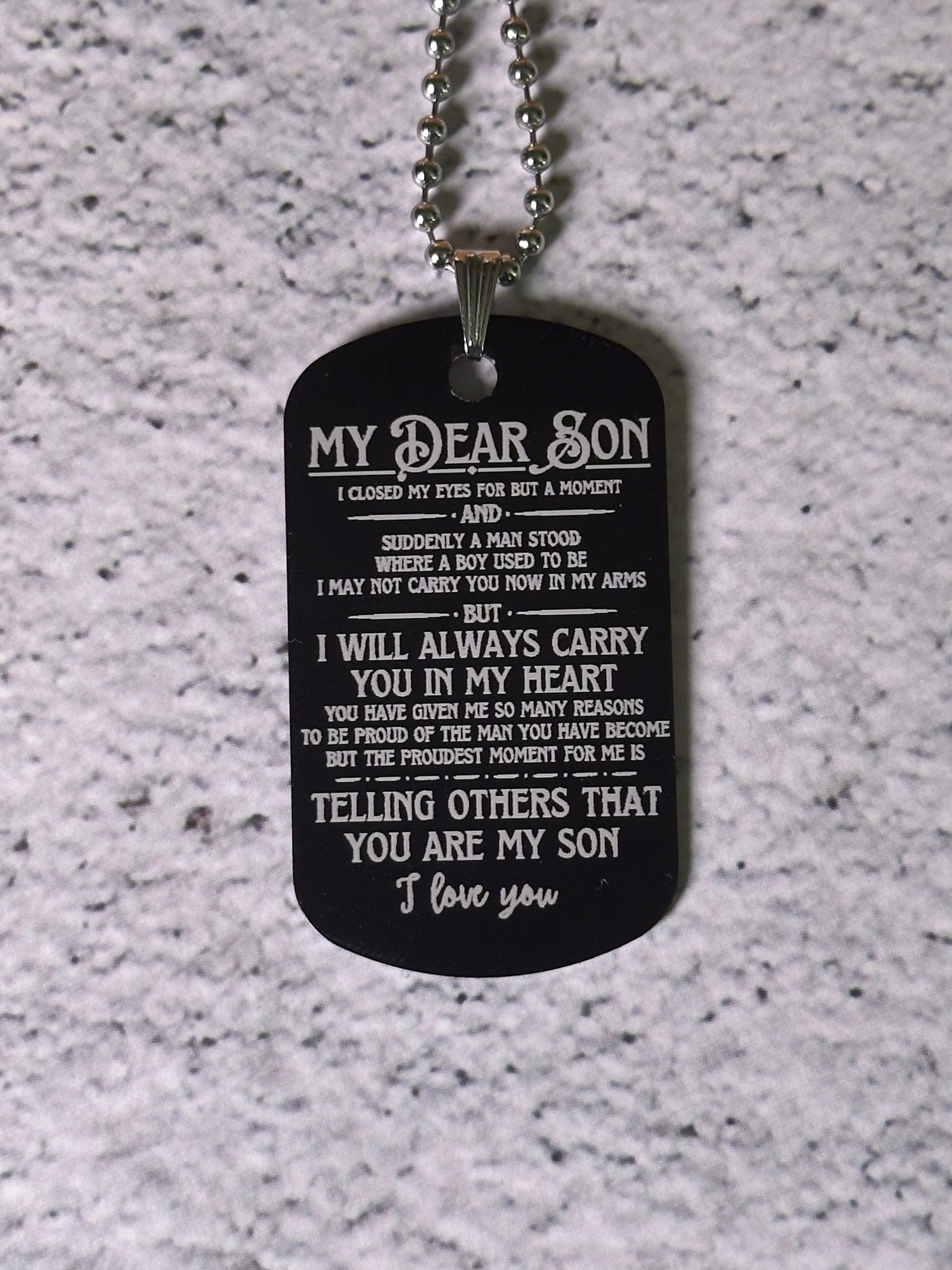 Personlig Dog Tag i Aluminium – Graverat Halsband med Eget Motiv
