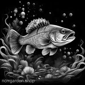 Personligt underlägg i skiffer med abborre i rörelse – för den som älskar djur och skog