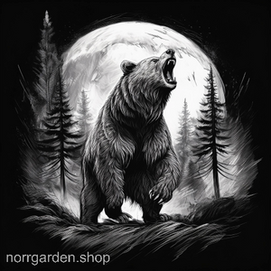 Skifferbricka med graverad björn under månen – rustik och vildmarksinspirerad present
