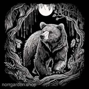 Naturmotiv: björn vid träd – handgraverat på återvunnet skiffer