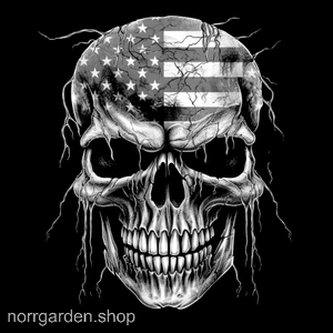 Underlägg i skiffer med motiv av dödskalle med flagga påh uvudet – perfekt för 4th of July eller BBQ-festen