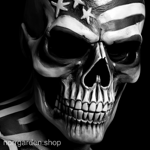 Amerikainspirerat motiv: dödskalle med flagga – på underlägg i skiffer