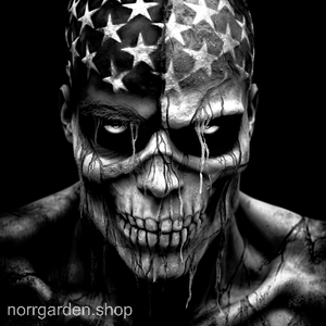 Skifferunderlägg med dödskalle med USA-tema – en rustik och patriotisk detalj