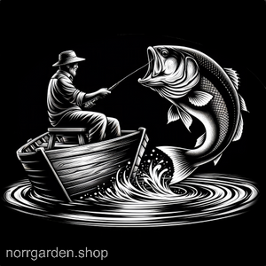 Naturmotiv: fiskare i båt med fisk – handgraverat på återvunnet skiffer