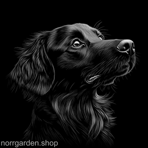 Personlig present i skiffer med graverad Flat Coated Retriever – en favorit bland hundälskare