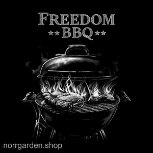 Lasergraverat motiv: grill med freedom bbq-text – stilfull hyllning till amerikansk frihet och stil