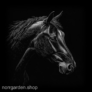 Lasergraverad skifferbricka med Mustang – stilfull presentidé för ridintresserade