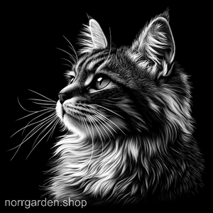 Underlägg i skiffer med gravyr av en Norsk skogkatt - en elegant gåva till kattälskare