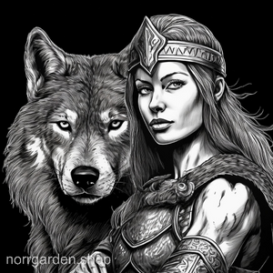 Lasergraverat vikingamotiv i skiffer: sköldmö med varg – perfekt present till historieälskare