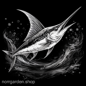 Lasergraverat underlägg i skiffer: svärdfisk i stormigt vatten – en unik gåva till friluftsmänniskor