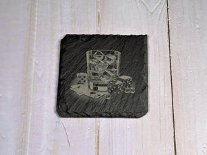 Dryckesmotiv: underlägg med whiskyglas utan namn – graverat på skiffersten