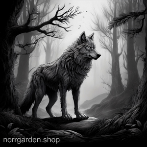 Underlägg i skiffer med motiv av varg i mörk skog – perfekt för naturälskare