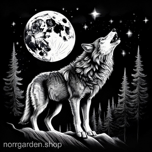 Underlägg i skiffer med motiv av varg som ylar mot månen – perfekt för naturälskare