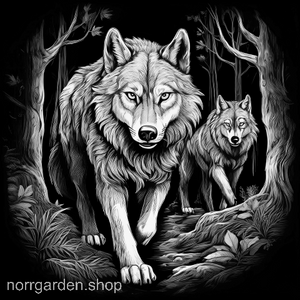 Skifferbricka med graverad vargflock i snö – rustik och vildmarksinspirerad present