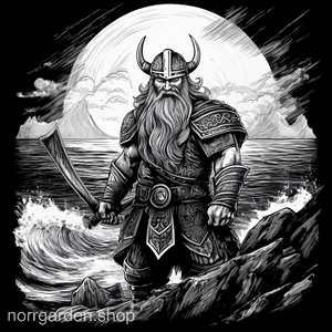 Skifferunderlägg med graverad viking vid kust med skepp – vikingainspirerat hantverk