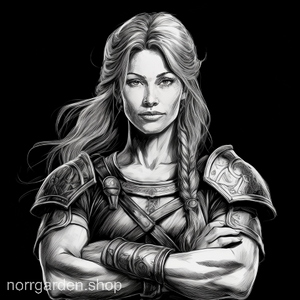 Underlägg i skiffer med motiv av vikingakvinna i rustning – en kraftfull detalj i hemmet