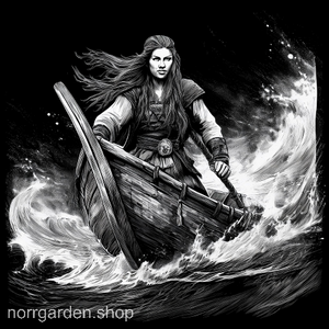 Personligt underlägg i skiffer med vikingar ror i storm – stilren nordisk design