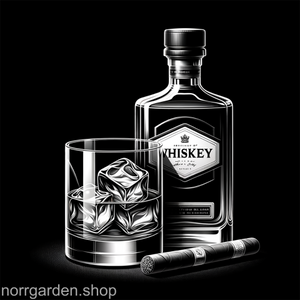 Personligt graverat skifferunderlägg med whisky med is och cigarr – rustik känsla för varje tillfälle