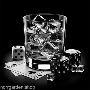 Personligt graverat skifferunderlägg med whisky med is och tärningar – perfekt för pokerkvällen