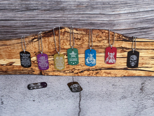 Personlig Dog Tag i Aluminium – Graverat Halsband med Eget Motiv