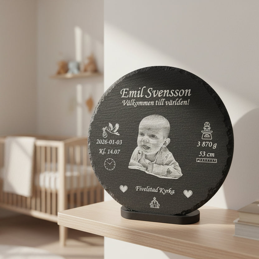 Doptavla med personlig gravering i barnrum