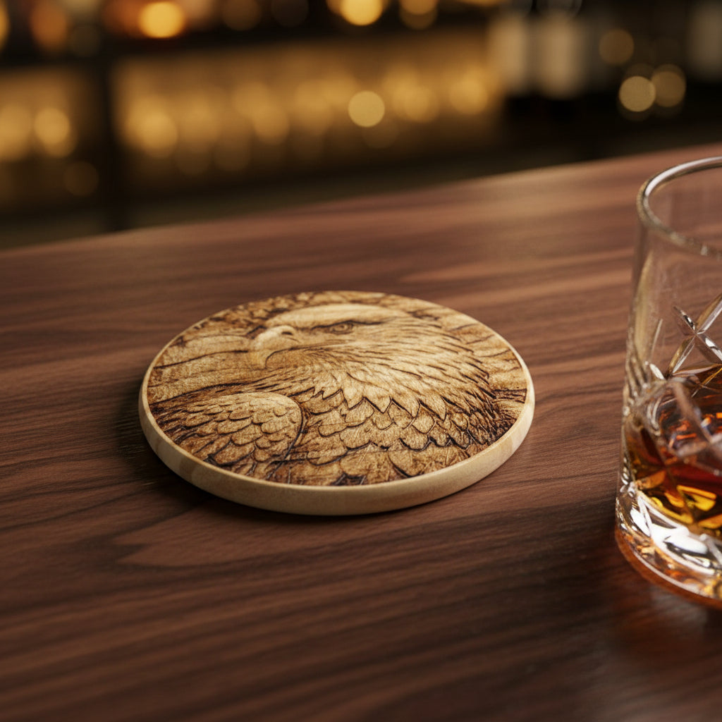 Träunderlägg med örn på bardisk